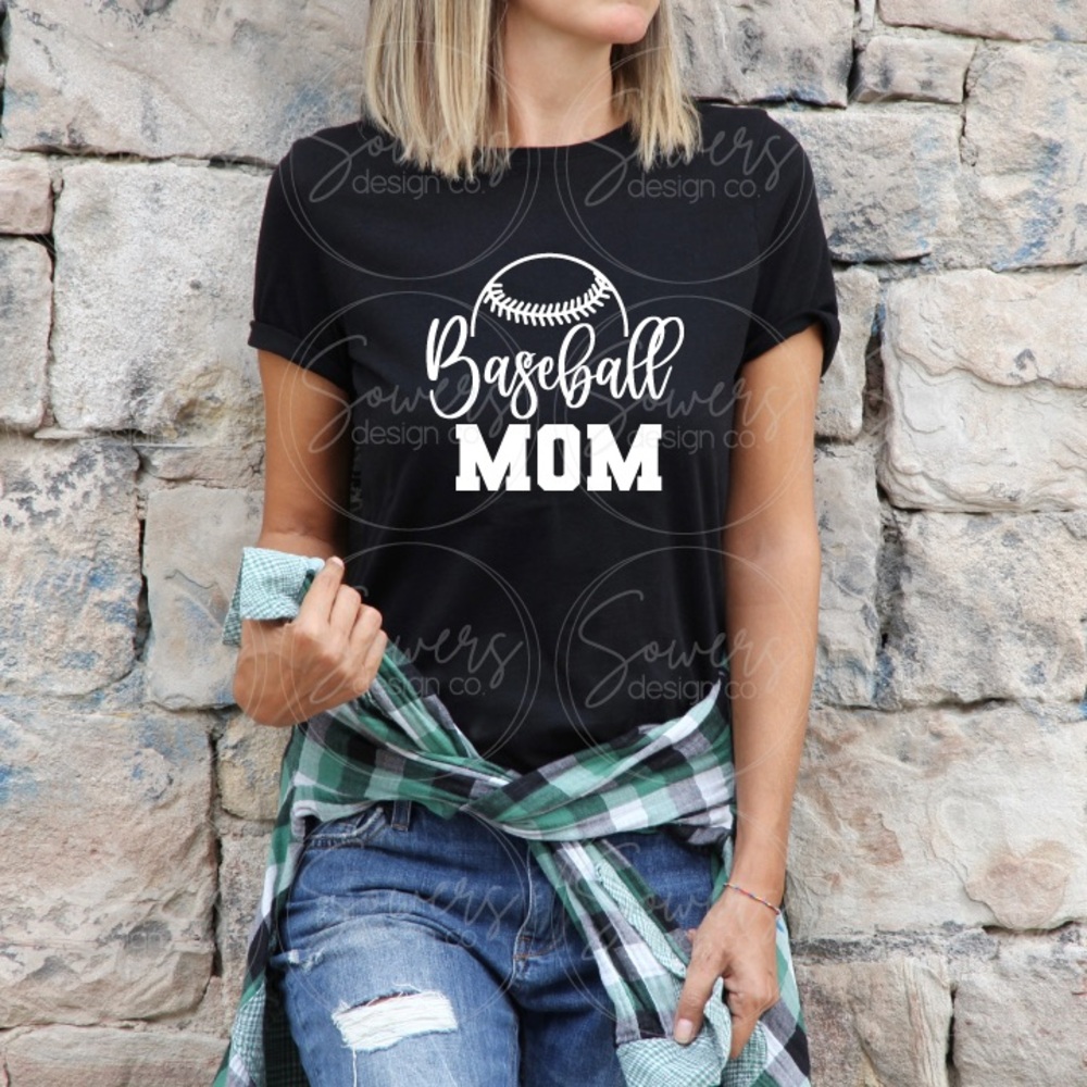 Black Baseball Mom Tee